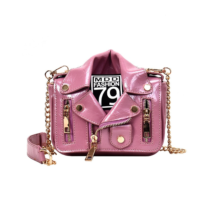 Harajuku Style Motorcycle Bag with Rivets & Zipper