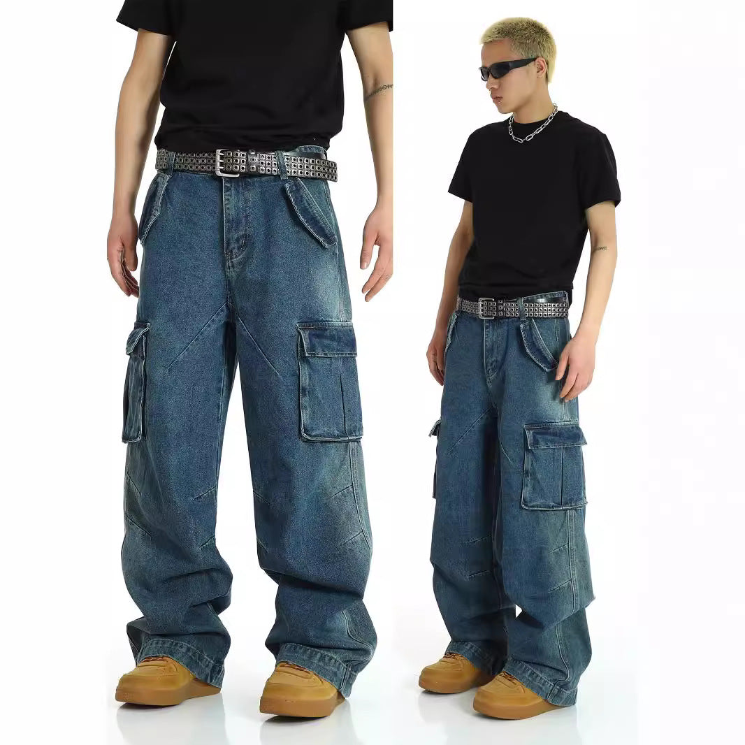 Harajuku Style High-Waisted Heavy-Duty Jeans