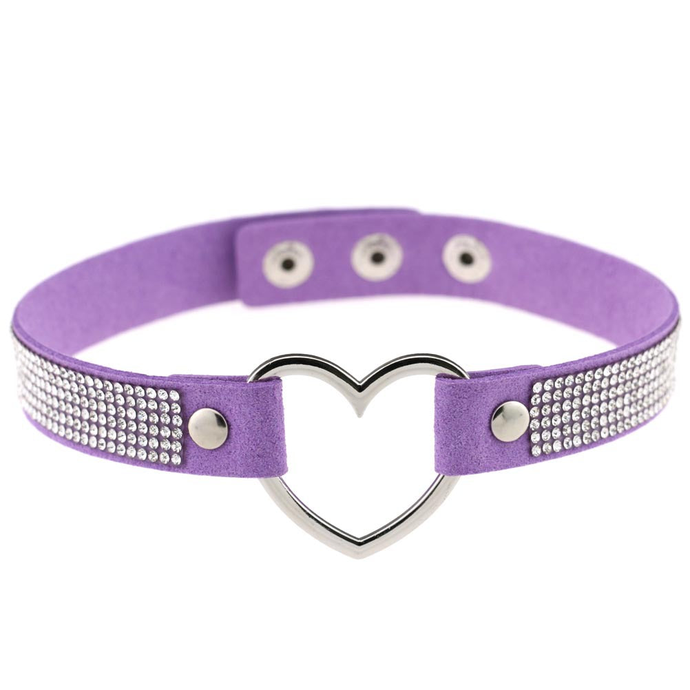 Harajuku Soft Girl Rhinestone Heart Collar Necklace