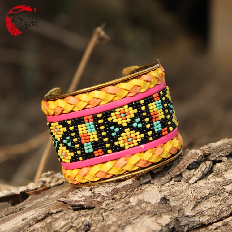 Handmade Nepalese Boho Beaded Bracelet - Open Design