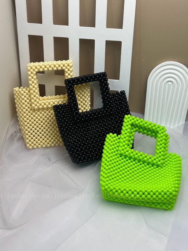 Handmade Green Acrylic Tote Bag with Beads - Harajuku Style
