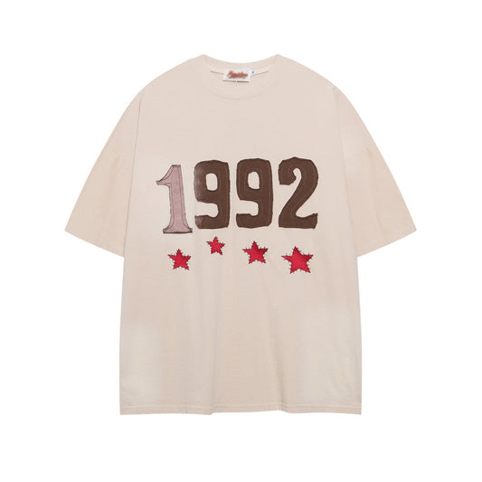 1992 Playful Patchwork Cotton T-Shirt for Men