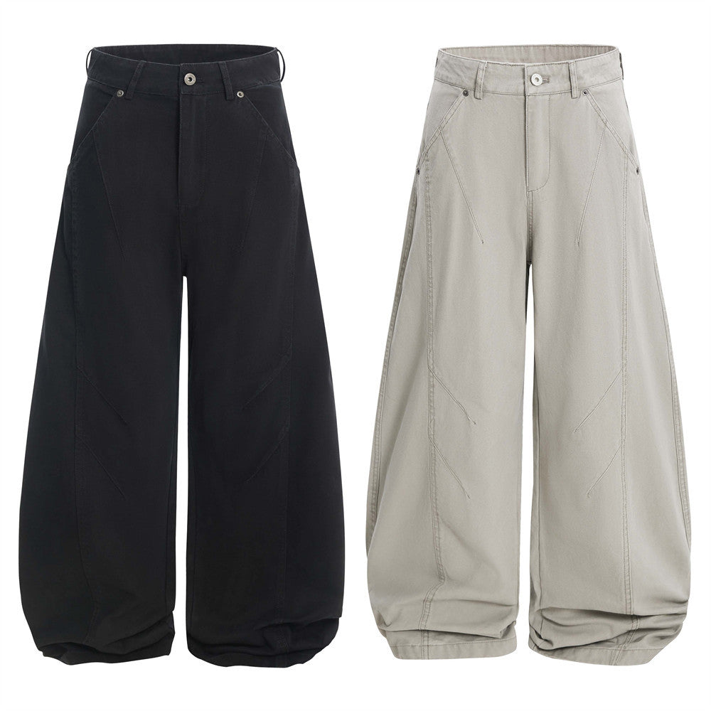 Men's Retro Wide-Leg Pleated Casual Pants