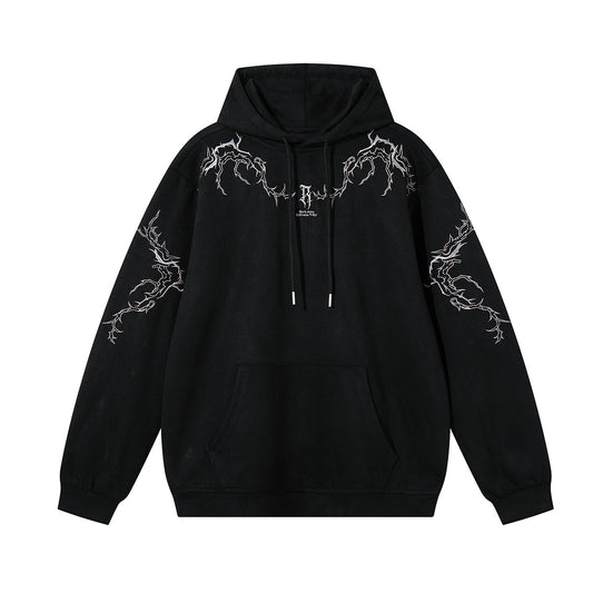 Thorn Embroidered Suede Hoodie