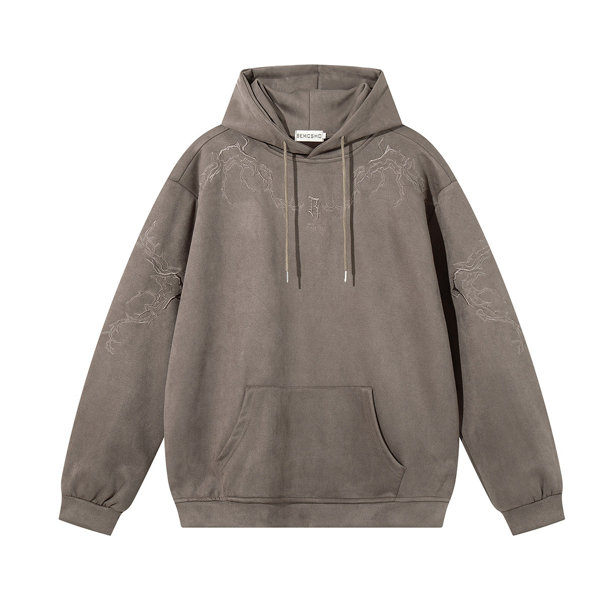 Thorn Embroidered Suede Hoodie
