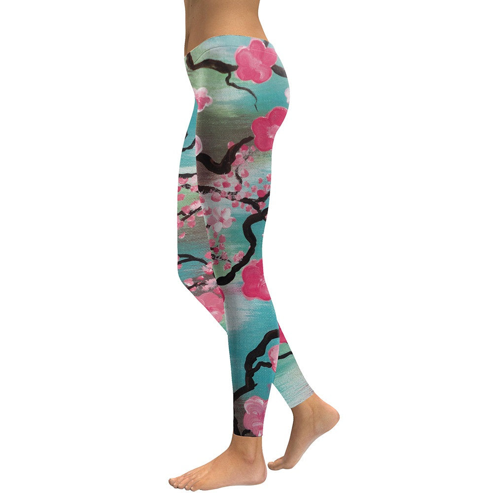 Pink Plum Blossom Leggings