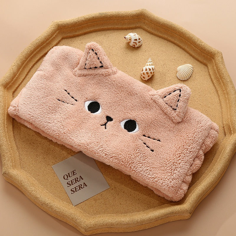 Cute Coral Velvet Bean Cat Ears Hair Ties Headband
