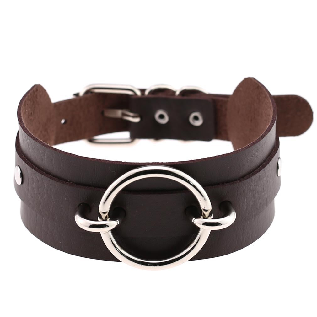 Harajuku Exaggerated PU Leather O-Ring Collar Necklace