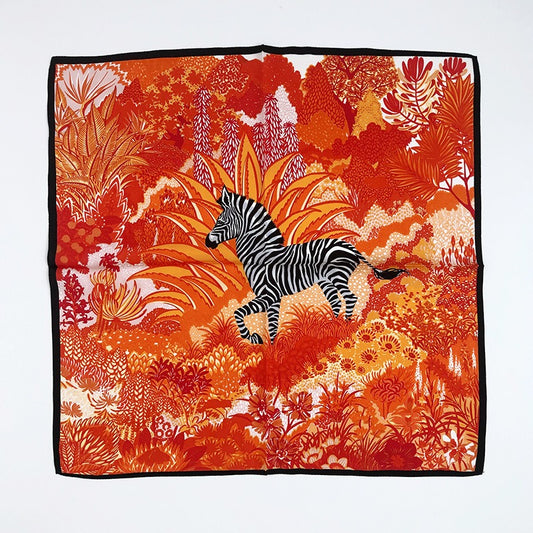 Colorful Floral Striped Zebra Mulberry Silk Scarf