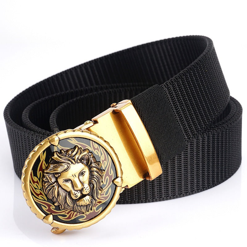 Playful Tank Patterned Nylon Waist Belt with Alloy Automatic Buckle