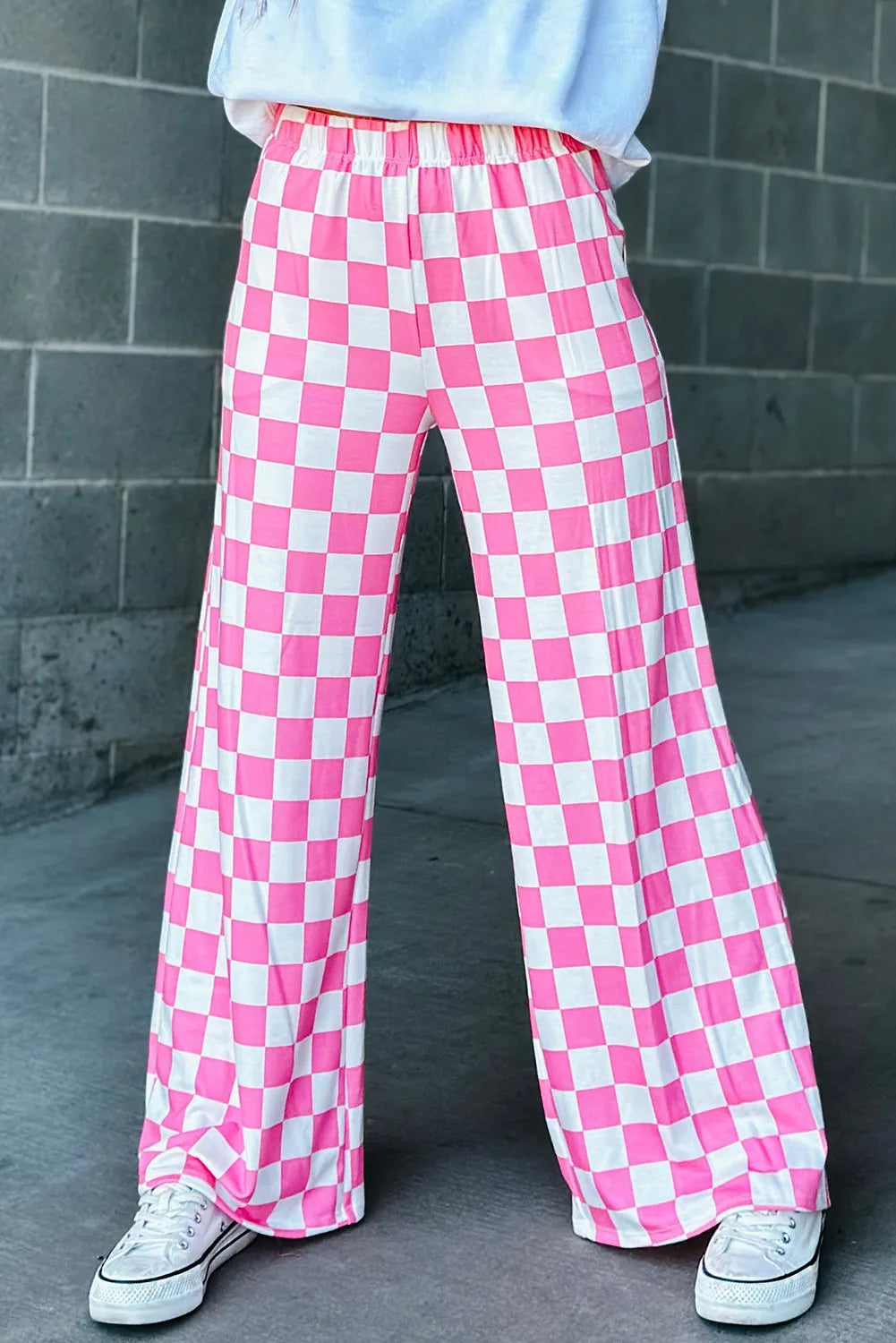 Playful Checkered Wide Leg Pants