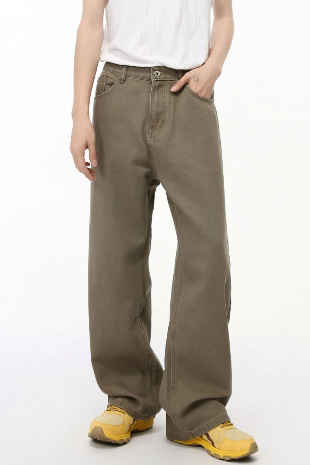 Harajuku Straight-Leg Jeans with Elastic Waistband