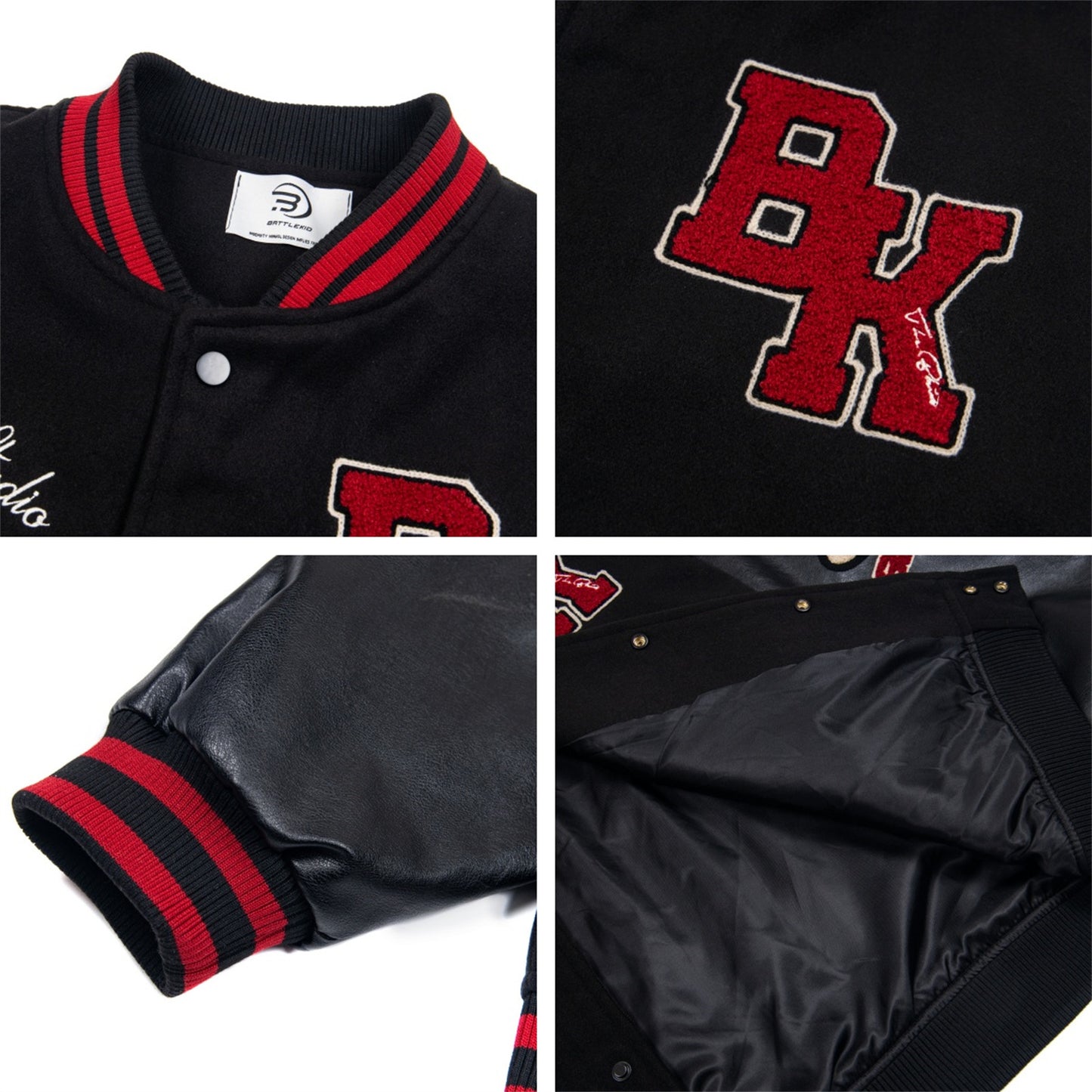 Retro Colorblock Letter Embroidery Bomber Jacket