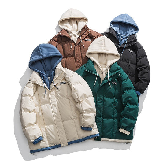 Harajuku Style Thickened Hooded Cotton Jacket for Men