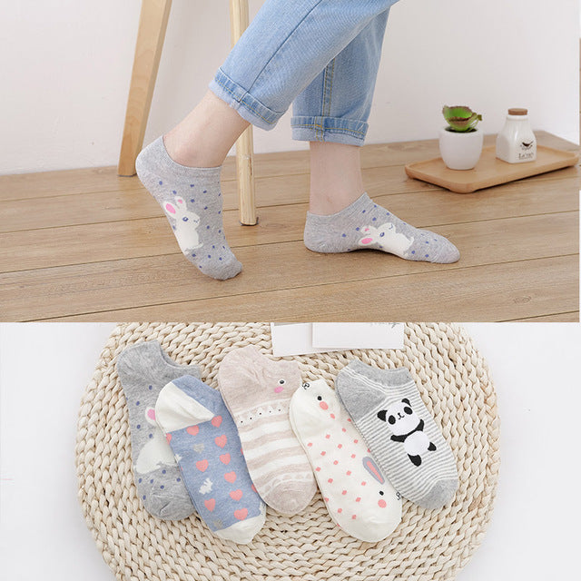 5 Pairs Women's Playful Cartoon Ankle Socks