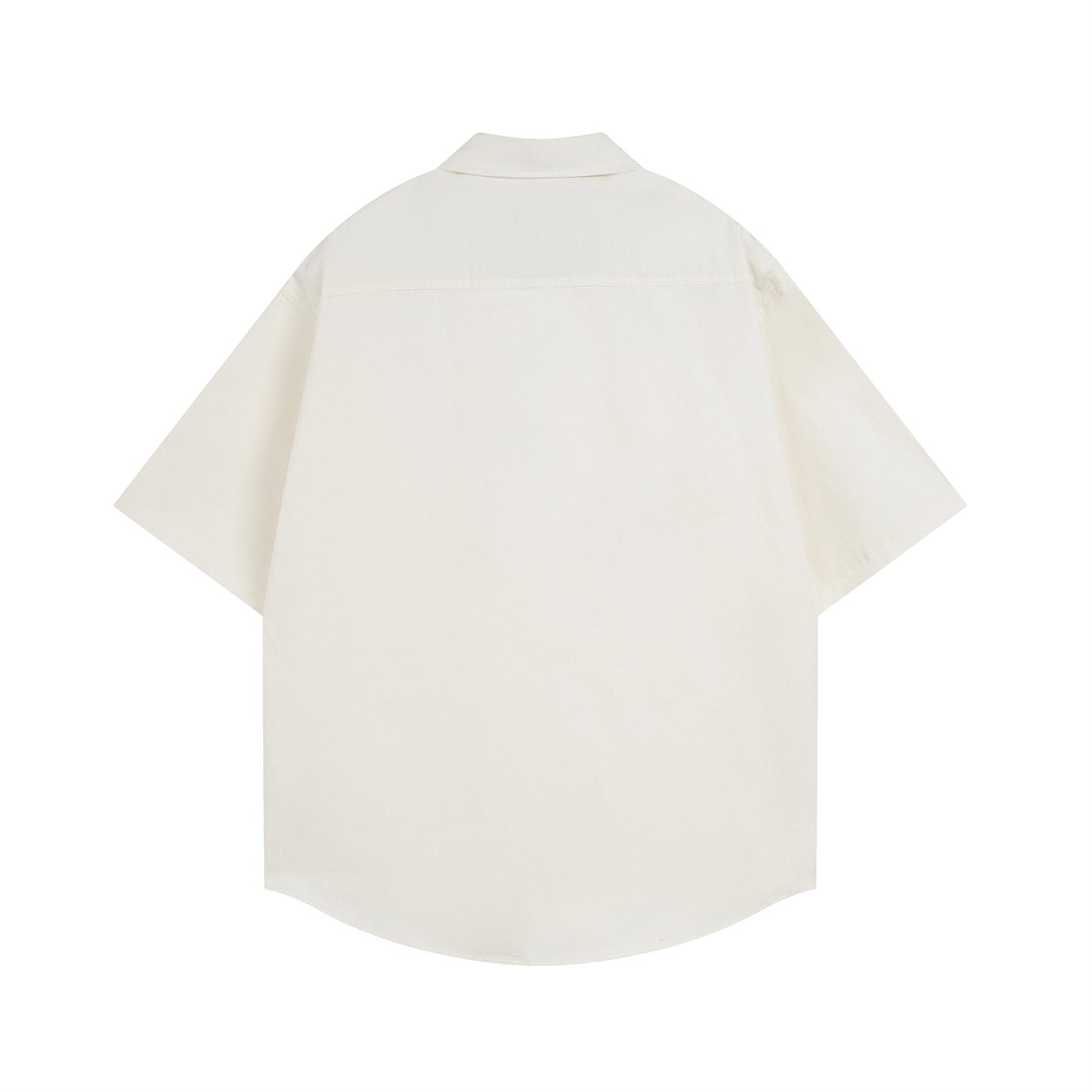 Retro Letter Print Cotton Short Sleeve Shirt