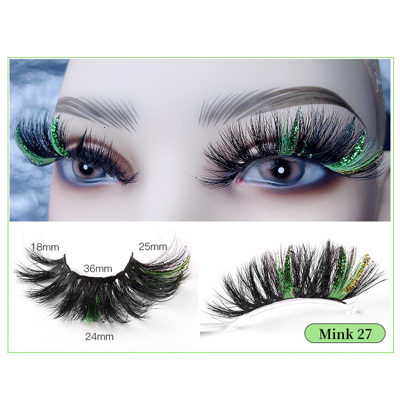 Bright Pink Mink Hair 25mm Faux Eyelashes with Sequins