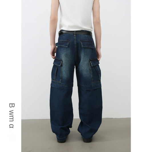 Harajuku-Inspired Multi-Pocket Loose Fit Jeans for Men