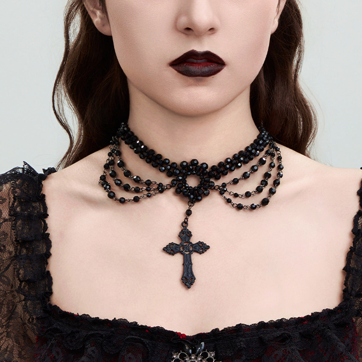 Harajuku Style Black Lace Collarbone Chain Necklace