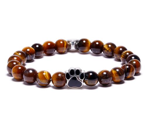 Natural Stone Beads Paw Print Bracelets for Pets