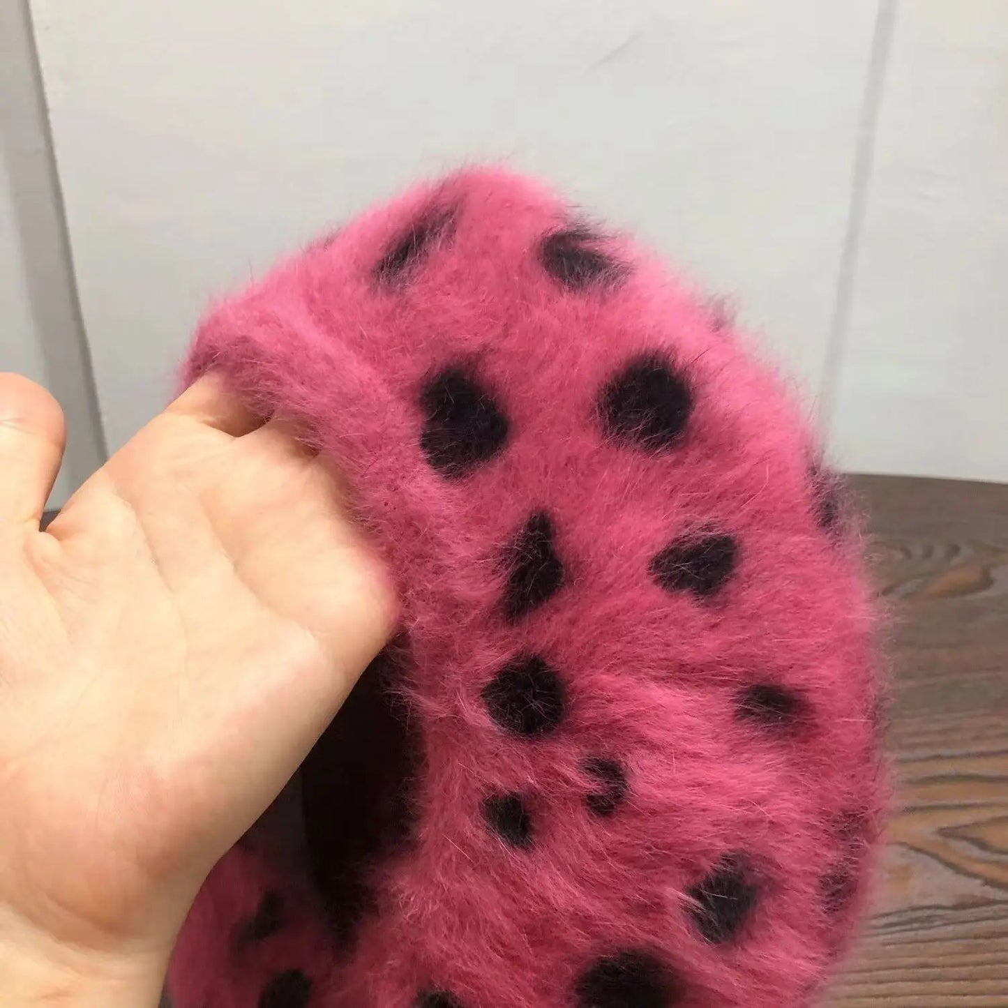 Elegant Rabbit Fur Spotted Leopard Beret for Women