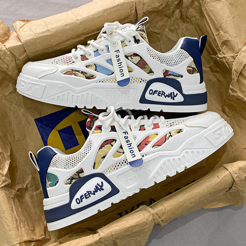 Men's Playful Mesh Board Shoes - Harajuku Style