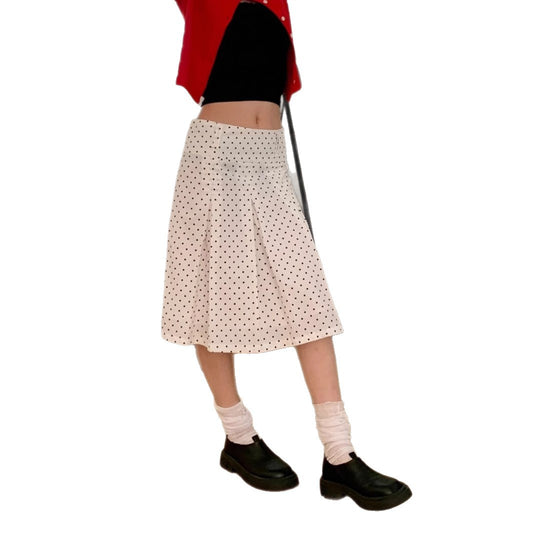Playful Polka Dot A-Line Midi Skirt