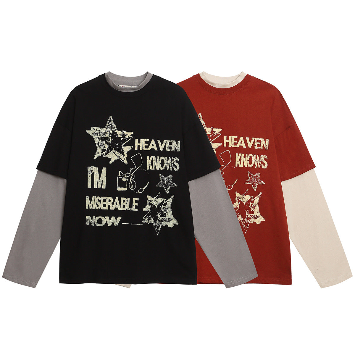 Fake Two Campus Style Color Blocked Sports