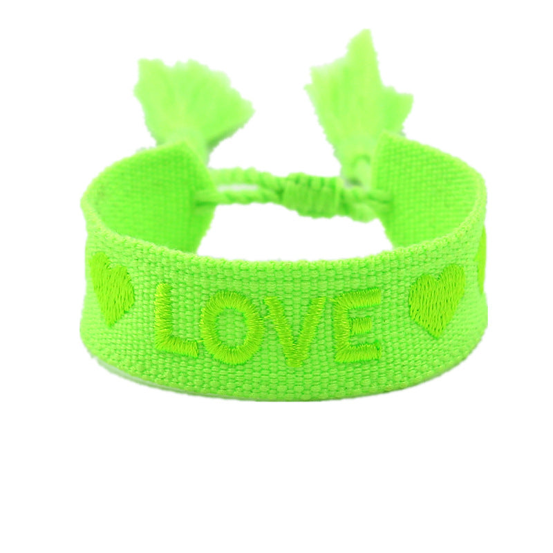 Embroidered Logo Woven Tassel Couple Wrist Strap Bracelets