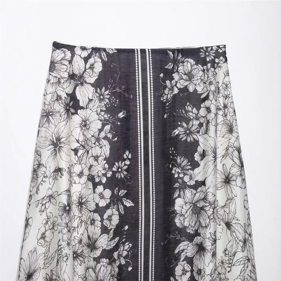 Playful High-Waisted Flared Midi Skirt