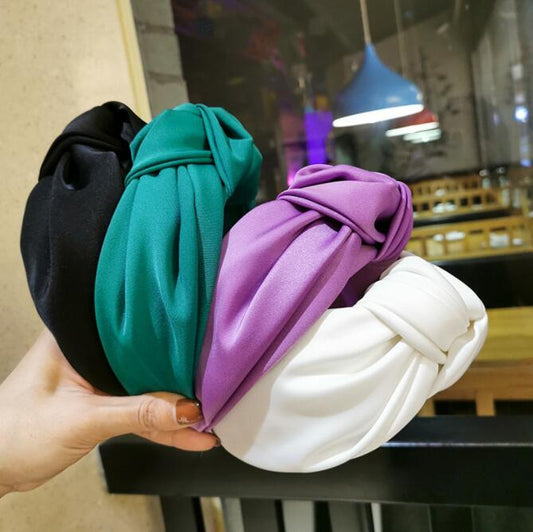 Wide Solid Color Hairband for Women