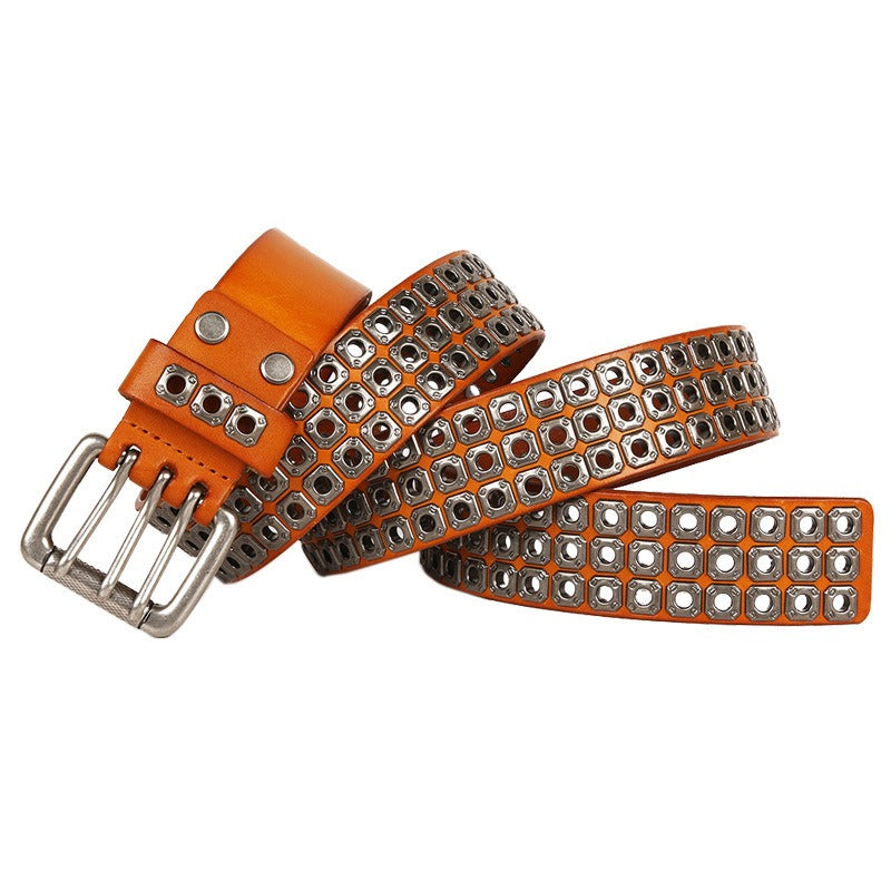 Harajuku Style Cowhide Rivet Belt for Women