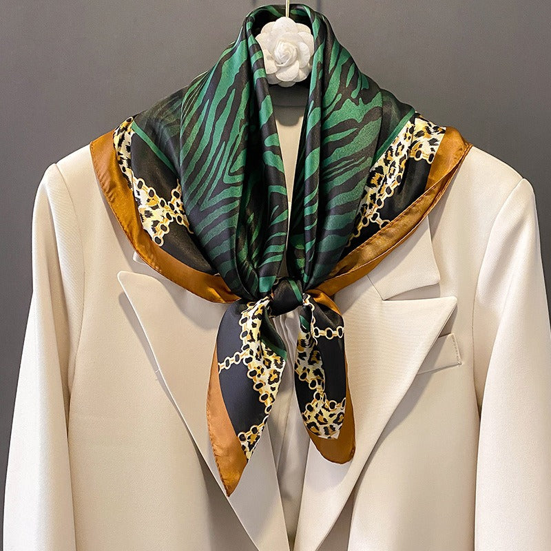 Playful Leopard Pattern Square Scarf for Women