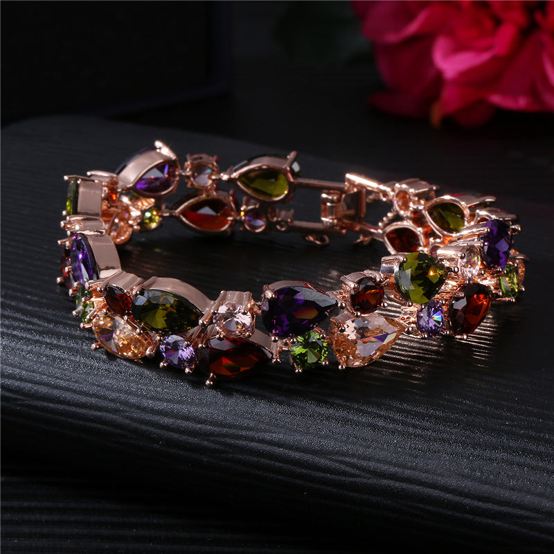 Mona Lisa Colorful Zircon Bracelet in Rose Gold