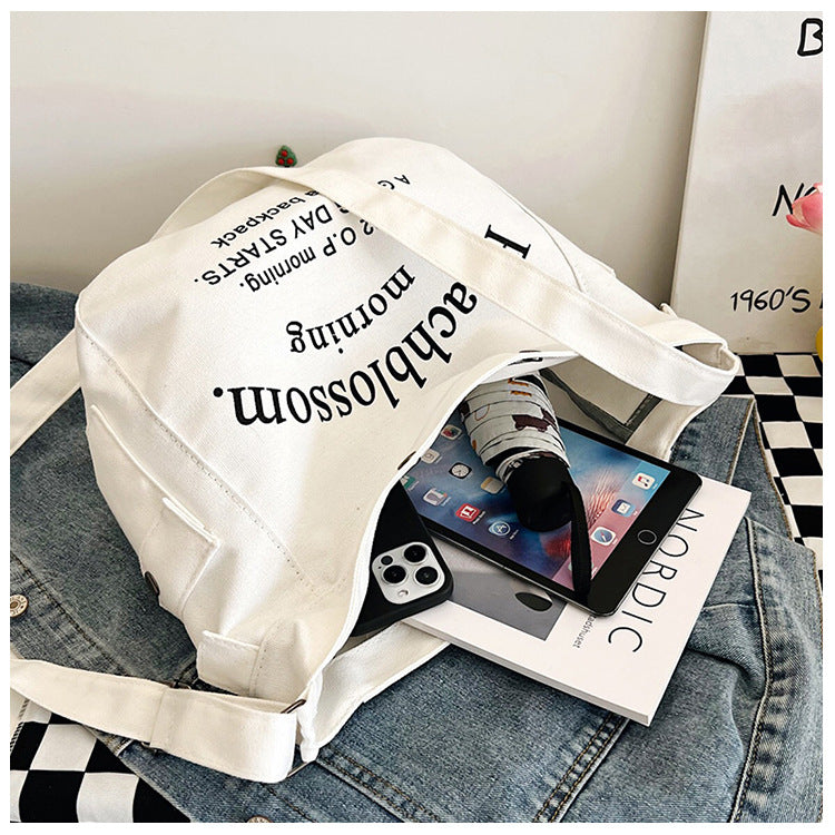 Harajuku Style Letter Canvas Tote Bag for Women