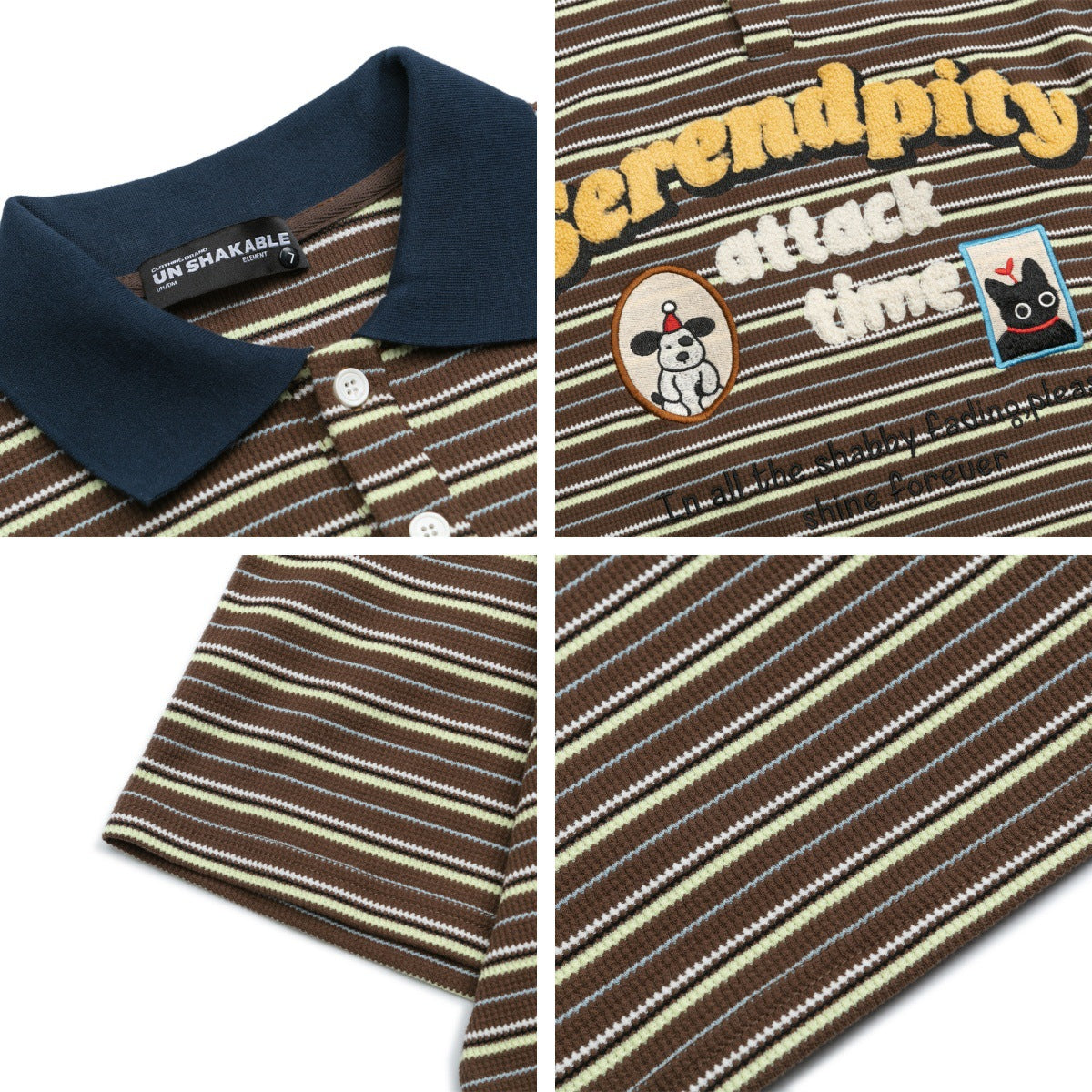 Retro Stripe Heavy Embroidery Casual T-Shirt