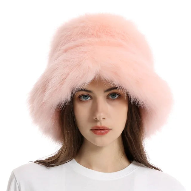 Elegant Faux Fur Fisherman Hat for Women