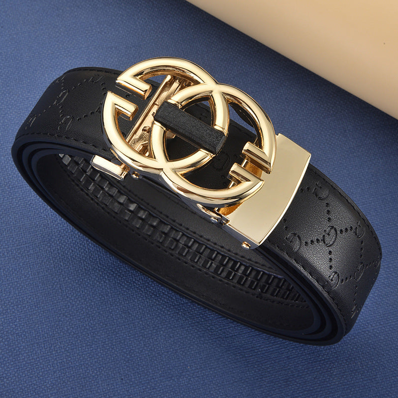 Men's Harajuku Style Genuine Leather Automatic Buckle Belt