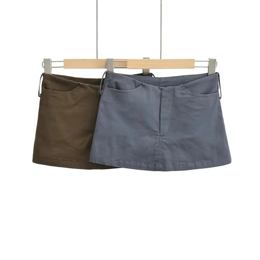 Low Waist Hip Hugging Skirt in Grey and Coffee Colors