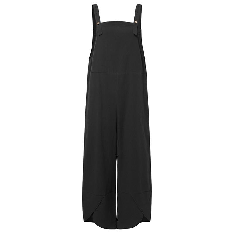 Women's Solid Color Casual Ninth Overalls