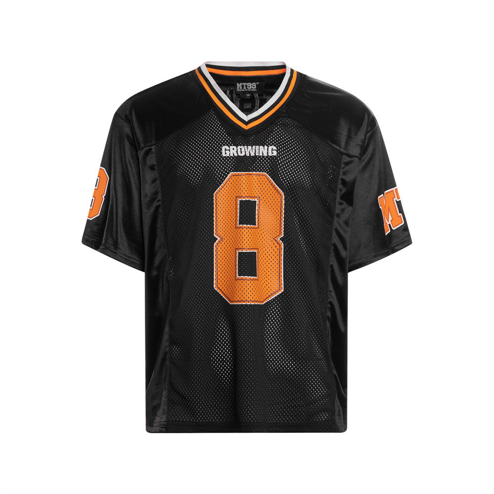 Men's Trendy Number 8 Embroidered V-Neck Sports Jersey