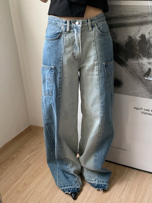 High Waist Patchwork Streetwear Trousers for Women