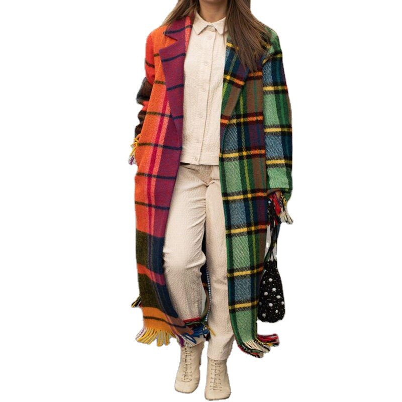 Playful Printed Hooded Woolen Coat for Women