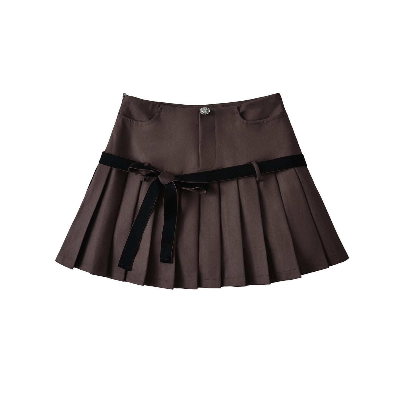 Plaid Bow Tie Pleated Skirt