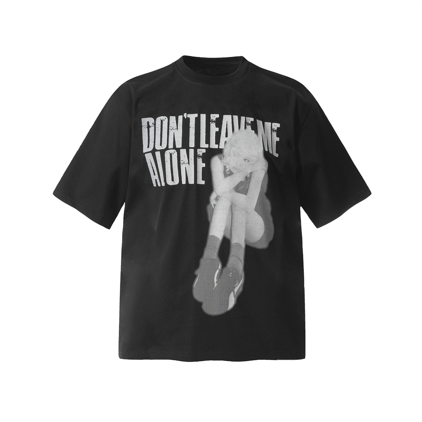 Harajuku Human Figure Letter Print Crew Neck T-Shirt for Men