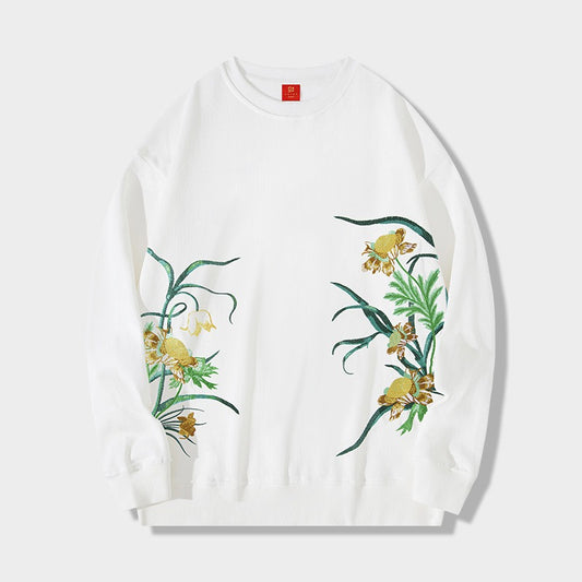 Floral Embroidery Tassel Sweatshirt - Harajuku Style