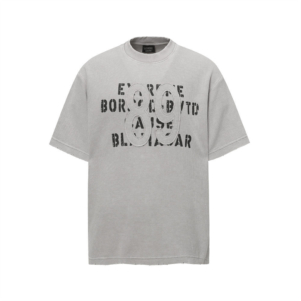 Harajuku Style Retro Letter Print Short Sleeve Tee for Men
