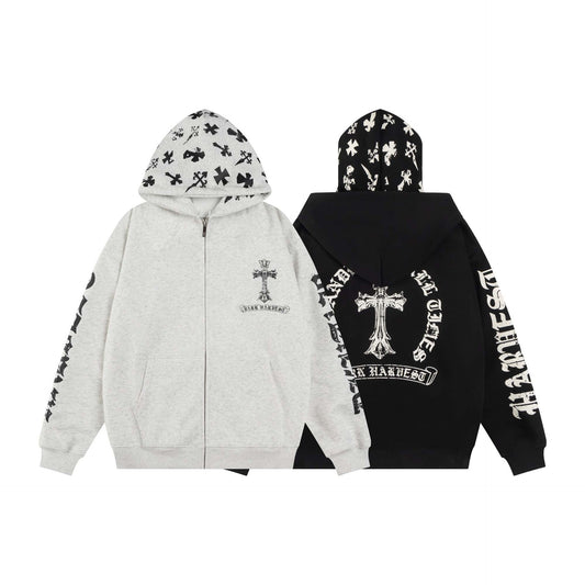 Cross Letter Print Hoodie