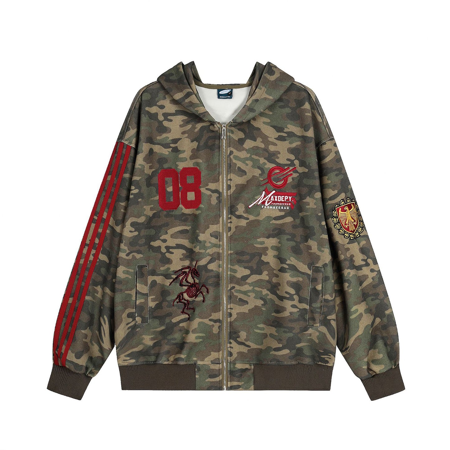 Embroidered Zipper Hoodie