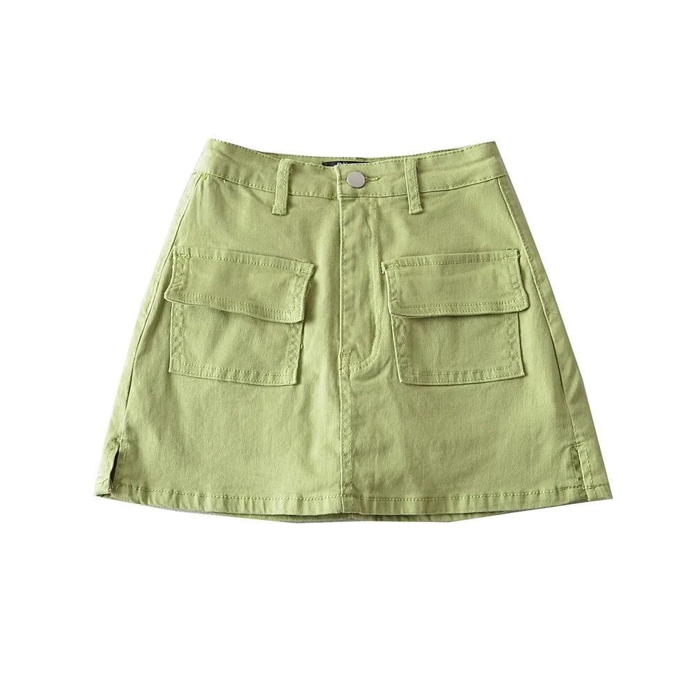 A-Line Denim Mini Skirt and Half Skirt